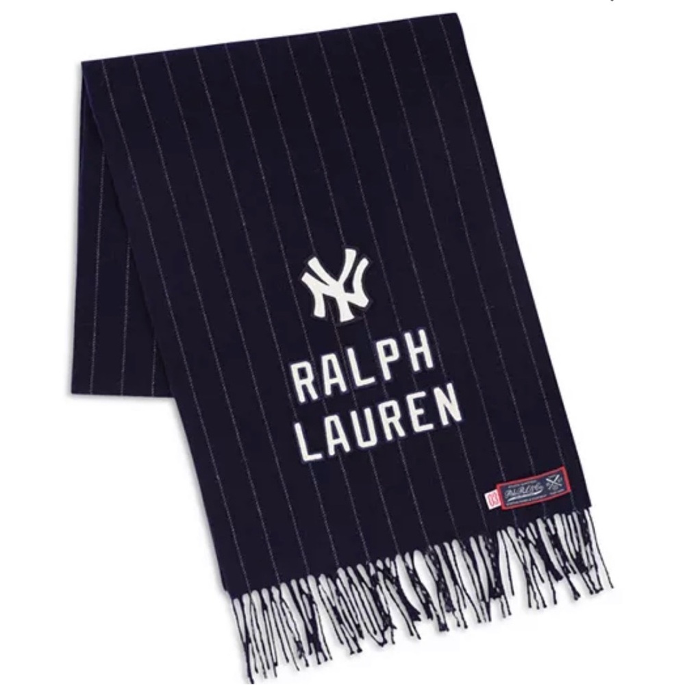 Ralph Lauren Dark Blue Scarf with White Stripes